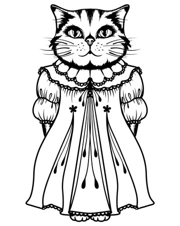 Cute cat coloring book or active page. Pet cat coloring book. Animal vectorのイラスト素材