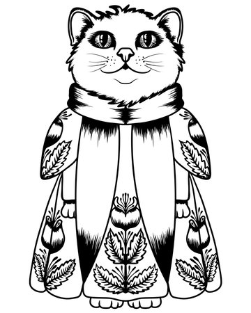 Cute cat coloring book or active page. Pet cat coloring book. Animal vectorのイラスト素材