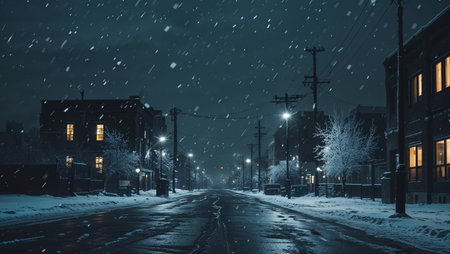 Residential buildings with frozen windows and icicles in early morning cold light. No lights inside â symbol of winter energy shortages.の素材