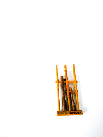 Angklung is a traditional instrument from Indonesia, isolated on white background.の写真素材