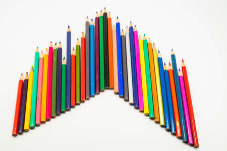 Color pencils isolated on white background.Close up.