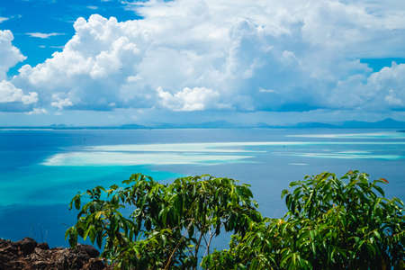 Scenic panoramic view of Bohey Dulang from top in Island Semporna, Sabah.の写真素材