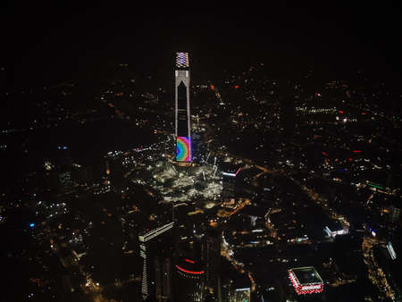 Kuala Lumpur, Malaysia - september 3, 2019: Aerial View Of The tallest Skyscrapers Tower,  Exchange 106 With Kuala Lumpur City Centre And Tallest Skyscrapers View at night.のeditorial素材