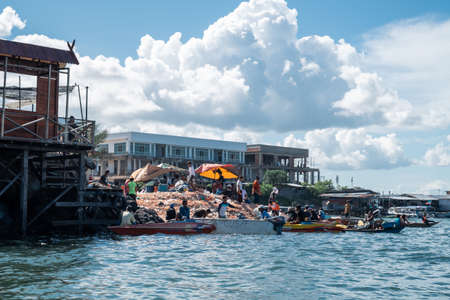 Semporna, Malaysia - November 28, 2019 :  Recycling center, a good initiatif to decrease pollution in the sea.のeditorial素材