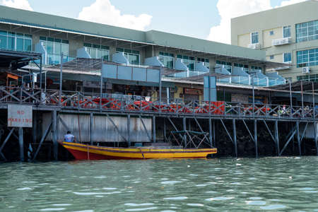 Semporna, Malaysia - November 28, 2019 :  Waterfront restaurants in daytime.のeditorial素材