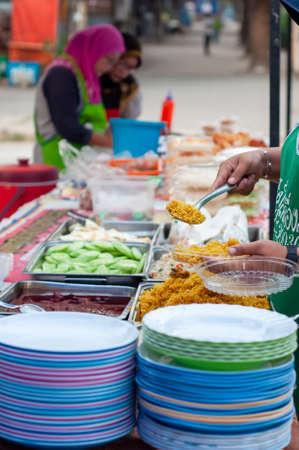 Thailand breakfast hawker Halal stall selling all kinds of foods in Aonang, Krabi.