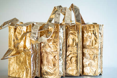 Reusable Metallic paper bag for gift , popular as wedding favor and door gifts.の写真素材