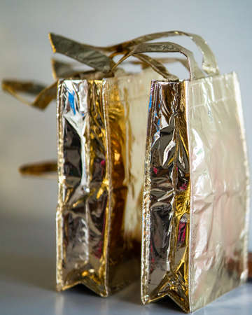 Reusable Metallic paper bag for gift , popular as wedding favor and door gifts.の写真素材