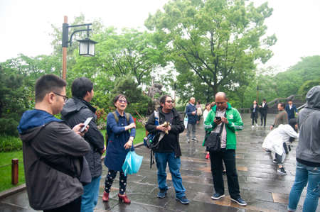 Wuhan, China - April 22, 2019:  Tourists visiting the tourist attraction areas in Wuhan City before...