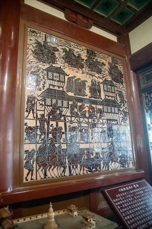 Wuhan, China - Apr 22, 2019 : Interior of the Yellow Crane Tower, the traditional Chinese multi-storey tower located on Sheshan (Snake Hill) in Wuhan, Hubei, Chinaのeditorial素材