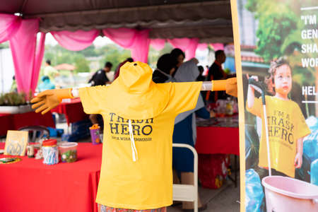 Bangi, Malaysia - Oct 6, 2019: Trash Hero Malaysia shirt and hat for sale at their booth to encourage people to join the cause.のeditorial素材