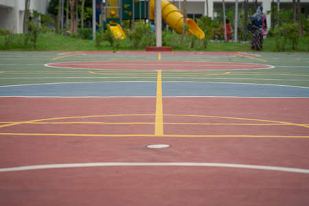 empty outdoor basketball court.の写真素材