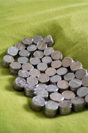 Coins of Malaysia. Financial Planning concept .The coins are arranged in value. Wrapped with clear...