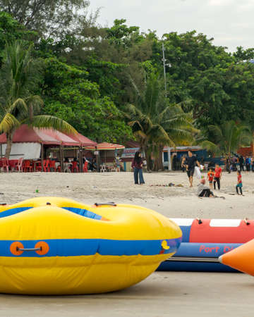 Negeri Sembilan, Malaysia - Sept 26, 2020:  People having fun at Port Dickson. Port Dickson is one of the famous tourist spot in Malaysia.のeditorial素材