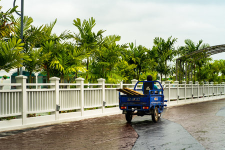 Port Dickson, Malaysia - December 18, 2020: Lexis Hibiscus walkway with trees and rare...