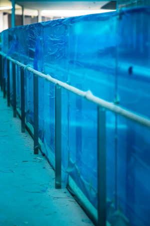 tempered laminated glass railing balustrade panels frame less ,safety glass for modern architectural buildings in the construction site.の写真素材