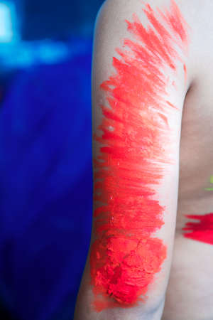 Boy with halloween zombie make up in outdoor.の写真素材