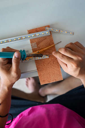 Soldering or welding LED strips for electronics jobs. making connections for a led strip.