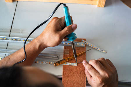 Soldering or welding LED strips for electronics jobs. making connections for a led strip.
