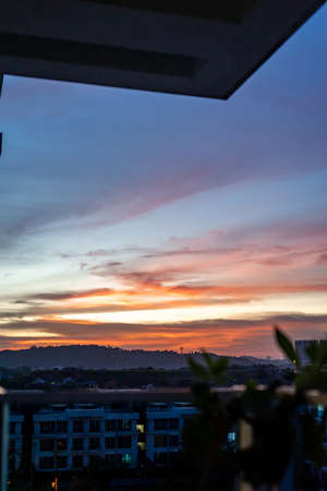 Bangi, Malaysia - June 14, 2021 Beautiful scenery of sunset sky near Bandar Seri Putra.のeditorial素材