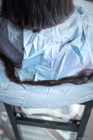 Hair cut remains on the body cover.の写真素材