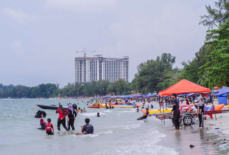 PORT DICKSON, MALAYSIA -NOV 10, 2021: Port Dickson Beach in Malaysia. Port Dickson is one of the famous tourist spots in Malaysia.のeditorial素材