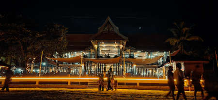Redang, Malaysia - May 11, 2022: Seri Pacifica Resort at night by the beach.のeditorial素材