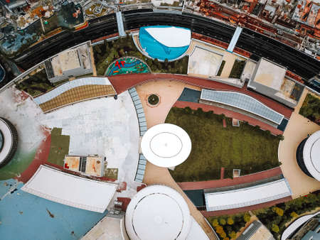Kuala Lumpur, Malaysia - Sept 8, 2021: Lalaport mall drone view. Top down.のeditorial素材