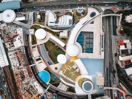 Kuala Lumpur, Malaysia - Sept 8, 2021: Lalaport mall drone view. Top down.のeditorial素材