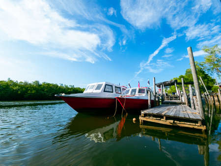Beautiful sunny day at the Jetty in Merang, Terengganu, Malaysia.の写真素材