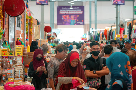 Terengganu, Malaysia - June 26, 2022 : Pasar Payang selling traditonal local foods and snacks.のeditorial素材