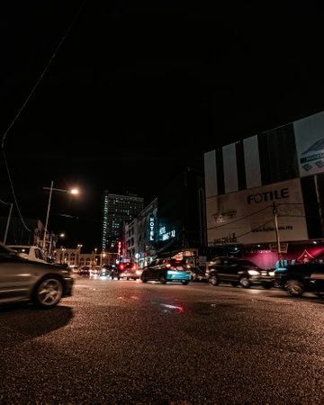 Terengganu, Malaysia - May 11, 2022: Kuala Terengganu city center at night.のeditorial素材