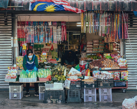 CAMERON HIGHLAND, MALAYSIA - Sep 16, 2022 Lots of products for sale at the shop in the local market in Kea Farm.のeditorial素材