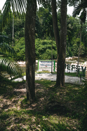 Perak, Malaysia - Aug 12, 2022 Riverbug signage, the jungle resort in Gopeng.のeditorial素材