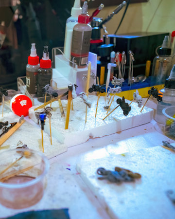 Perak, Malaysia - Aug 12, 2022 : Miniature custom motorcycle in progress at a Hot wheel studio.のeditorial素材