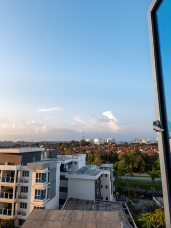 Bangi, Malaysia - June 12, 2022 Beautiful morning at the Bandar Seri Putra residential area. Viewed from the window.のeditorial素材