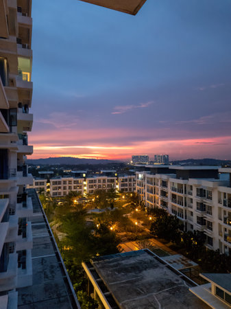 Bangi, Malaysia - June 12, 2022 Sunsets at the Bandar Seri Putra residential area.のeditorial素材