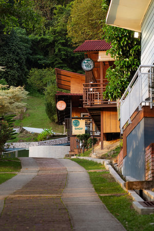 Perak, Malaysia - Oct 19, 2022 The Kuak Hill Resort chalets in Lenggong.のeditorial素材