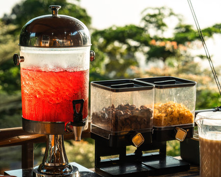 Coffee machine with coffee beans on the table, stock photoの写真素材