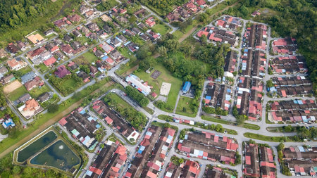 Top view of Kuala Kubu Baharu old town neighborhood in Hulu Selangor