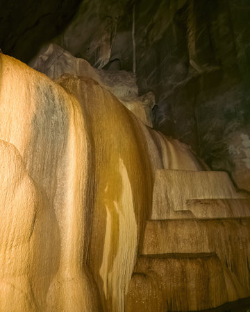 Amazing rock wall at the Gua Kelam or Kelam cave, Perlis, Malaysia.の写真素材