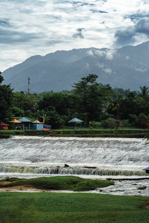 Close up of the water flowing at the river.