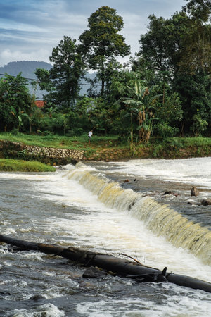 Close up of the water flowing at the river.の写真素材