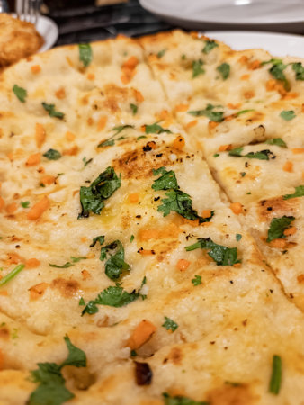 Flat bread Naan with sesame, middle east arab menu. Dinner menu.の写真素材
