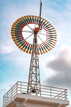 A windmill against the sky.の写真素材