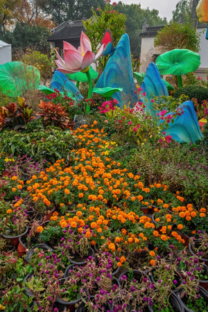 A diverse spectrum of colorful flowers, natural beauty in the garden.の写真素材