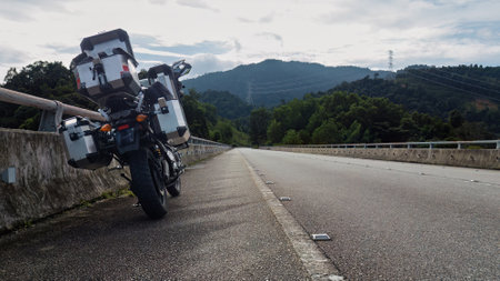 Selangor, Malaysia - Oct 29, 2022  Super Tenere 1200 adventure motorcycle at the roadside in Kuala kubu Baharu.の写真素材