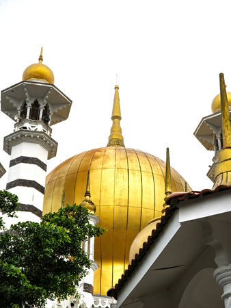 Low angle view of the Ubudiah Mosque at Kuala Kangsar, Perak, Malaysia