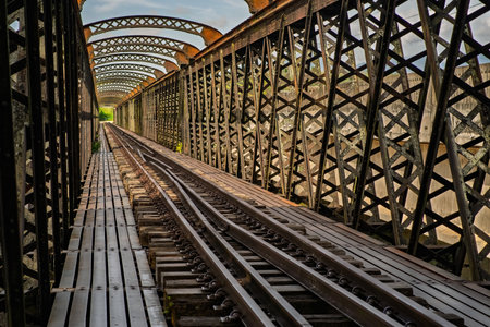 Big steel railway bridge dated 1902 in Kuala Kangsar, Malaysia.
