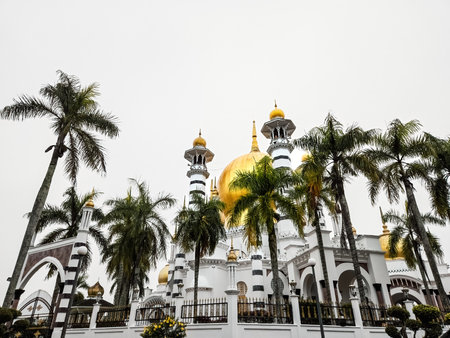 Low angle view of the Ubudiah Mosque at Kuala Kangsar, Perak, Malaysiaの写真素材
